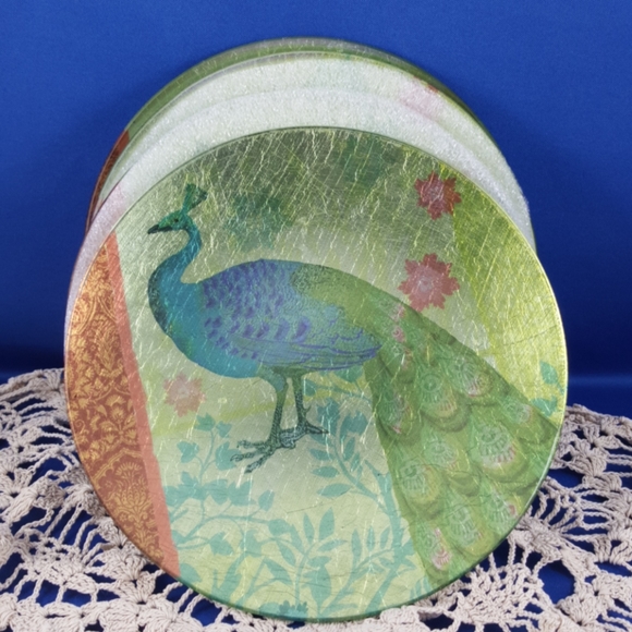 Peacocks 4 Appetizer Plates, Set in Box from PIER 1 - Picture 2 of 7